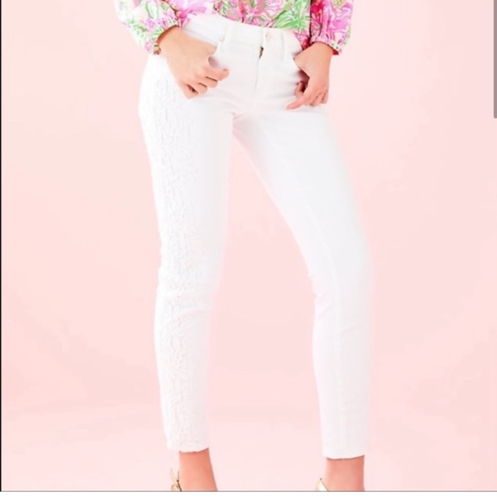 Lilly Pulitzer South Ocean Skinny Cropped Pant Resort White Size 00 NWT